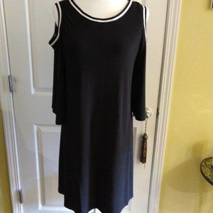 Westport Black & White Cold Shoulder Dress Sz L